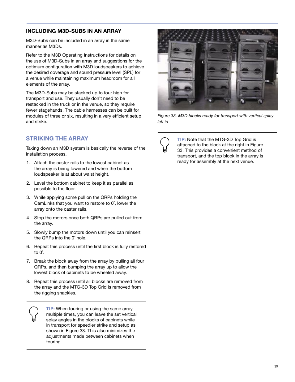 Striking the array | Meyer Sound M3D-SUB User Manual | Page 27 / 48