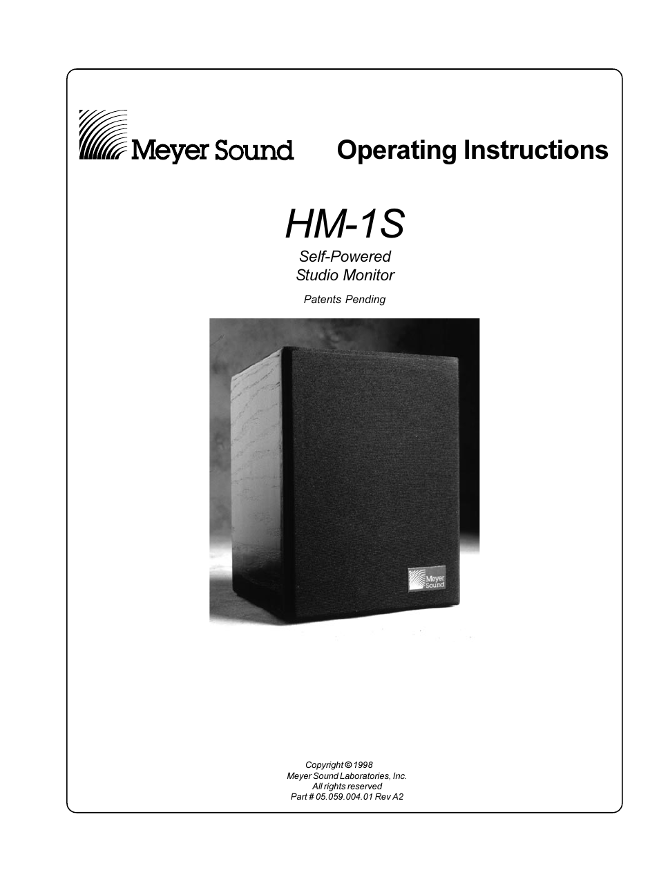 Meyer Sound Self-Powered Studio Monitor HM-1S User Manual | 18 pages