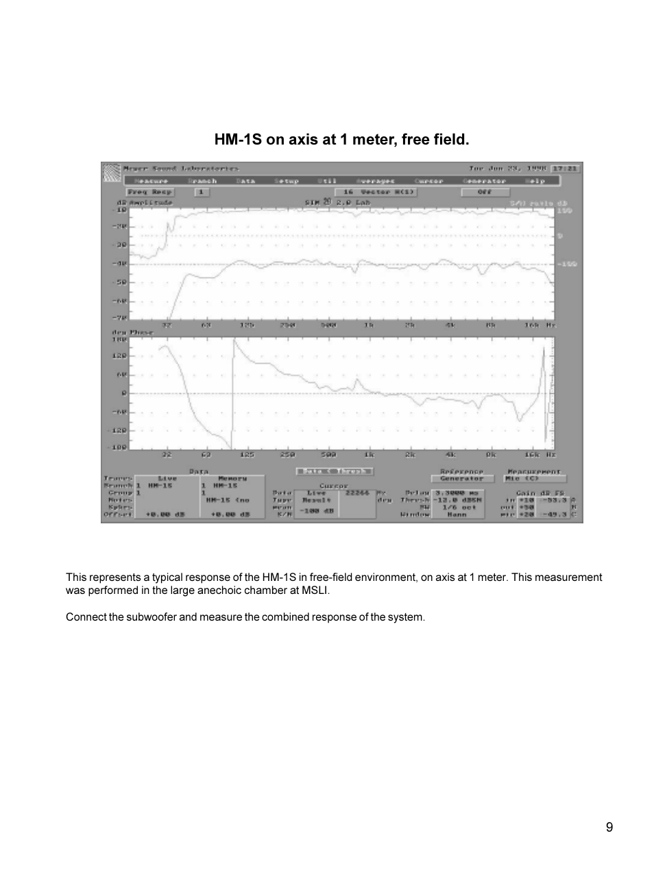 Hm-1s on axis at 1 meter, free field | Meyer Sound Self-Powered Studio Monitor HM-1S User Manual | Page 9 / 18