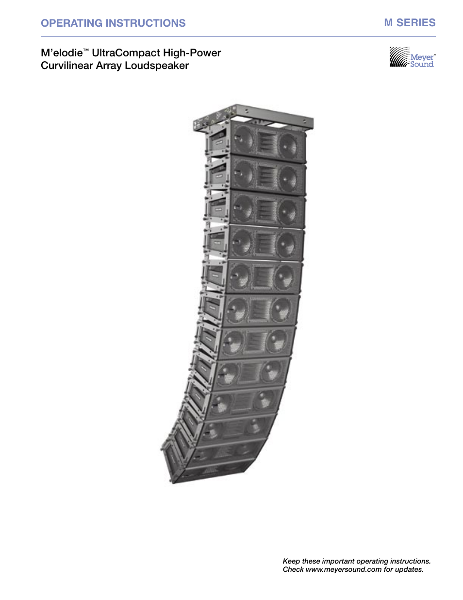 Meyer Sound UltraCompact High-Power Curvilinear Array Loudspeaker M'elodie User Manual | 44 pages
