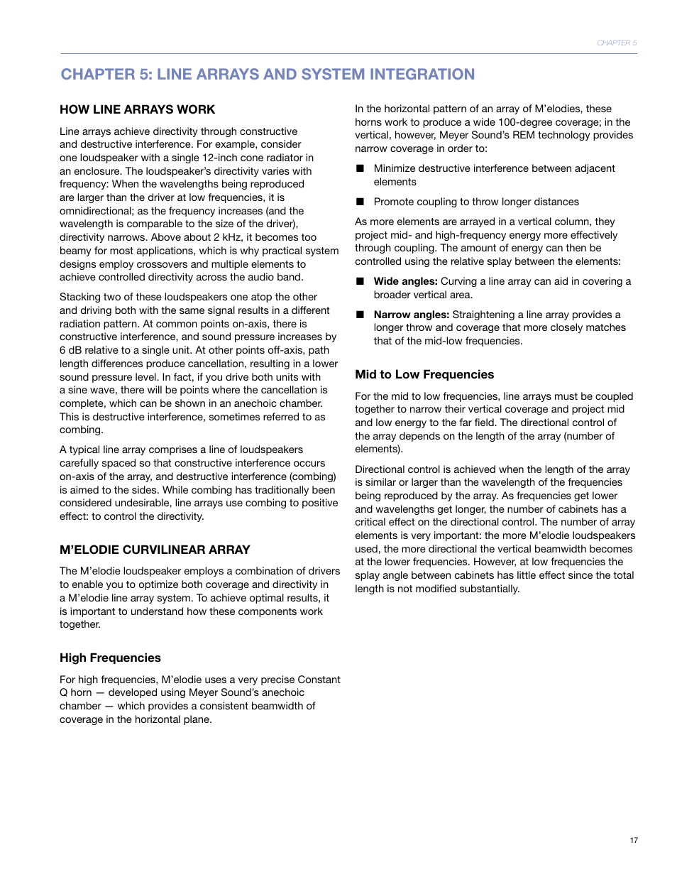 Chapter 5: line arrays and system integration | Meyer Sound UltraCompact High-Power Curvilinear Array Loudspeaker M'elodie User Manual | Page 23 / 44