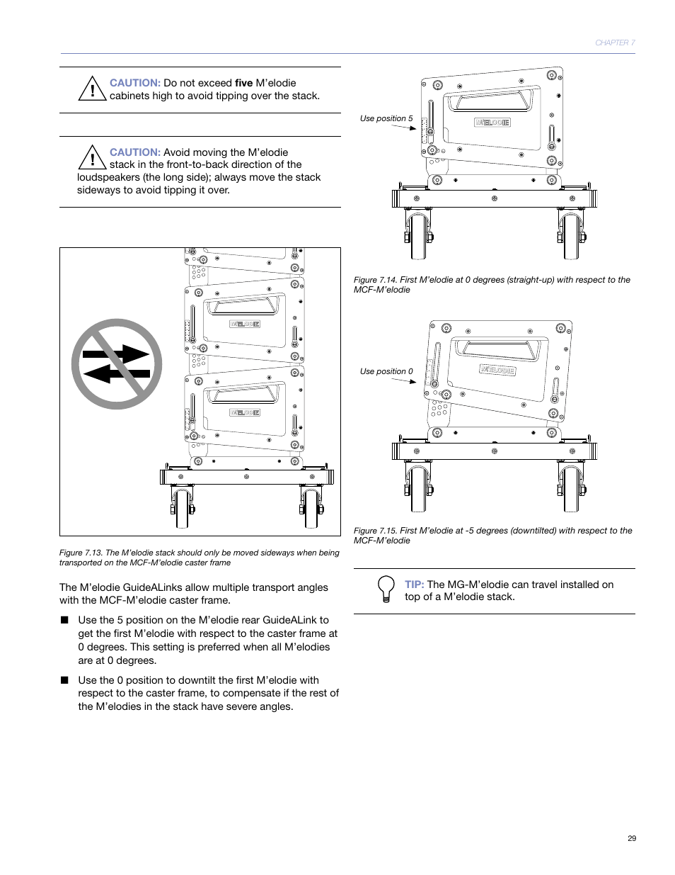 Maximum down-tilt maximum up-tilt, Front link rear link result angle | Meyer Sound UltraCompact High-Power Curvilinear Array Loudspeaker M'elodie User Manual | Page 35 / 44