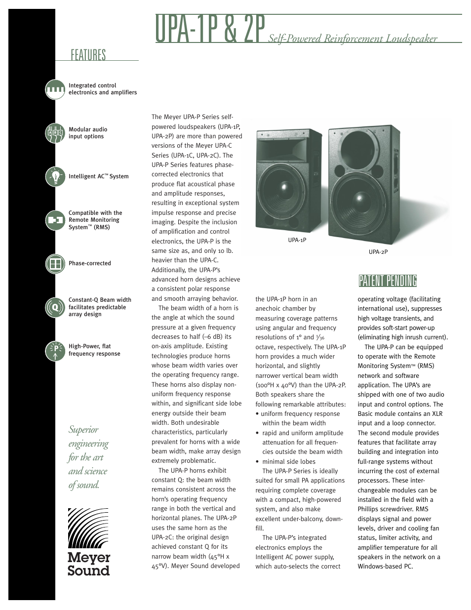 Meyer Sound UPA-2P User Manual | 2 pages