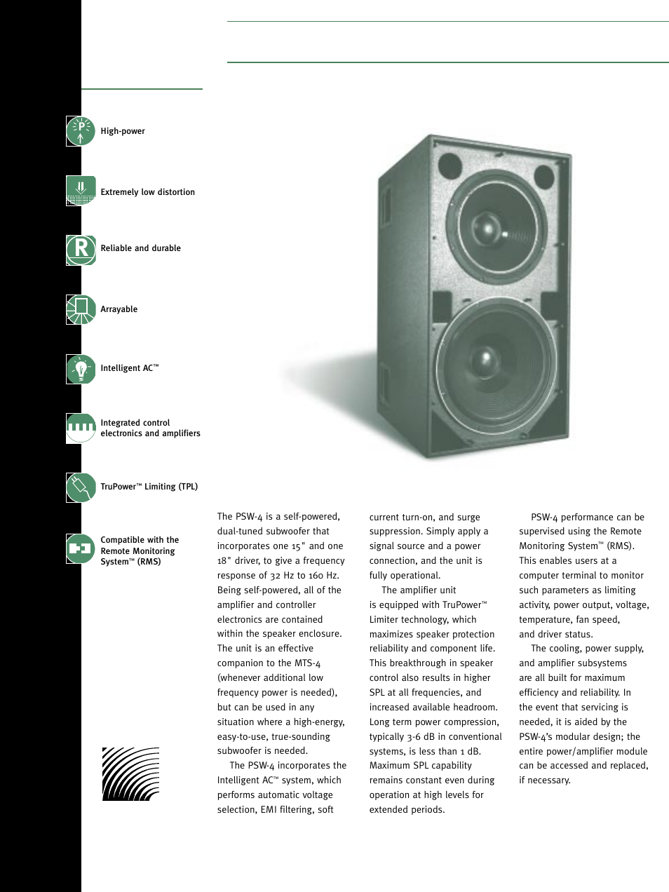 Meyer Sound PSW-4 User Manual | 2 pages