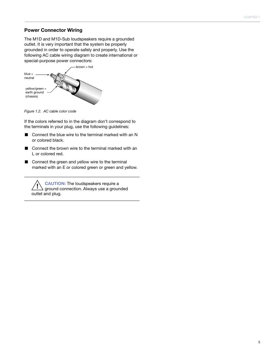 Power connector wiring | Meyer Sound M1D User Manual | Page 11 / 32