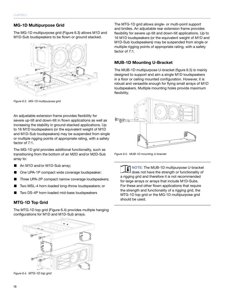 Mg-1d multipurpose grid, Mtg-1d top grid, Mub-1d mounting u-bracket | Meyer Sound M1D User Manual | Page 24 / 32