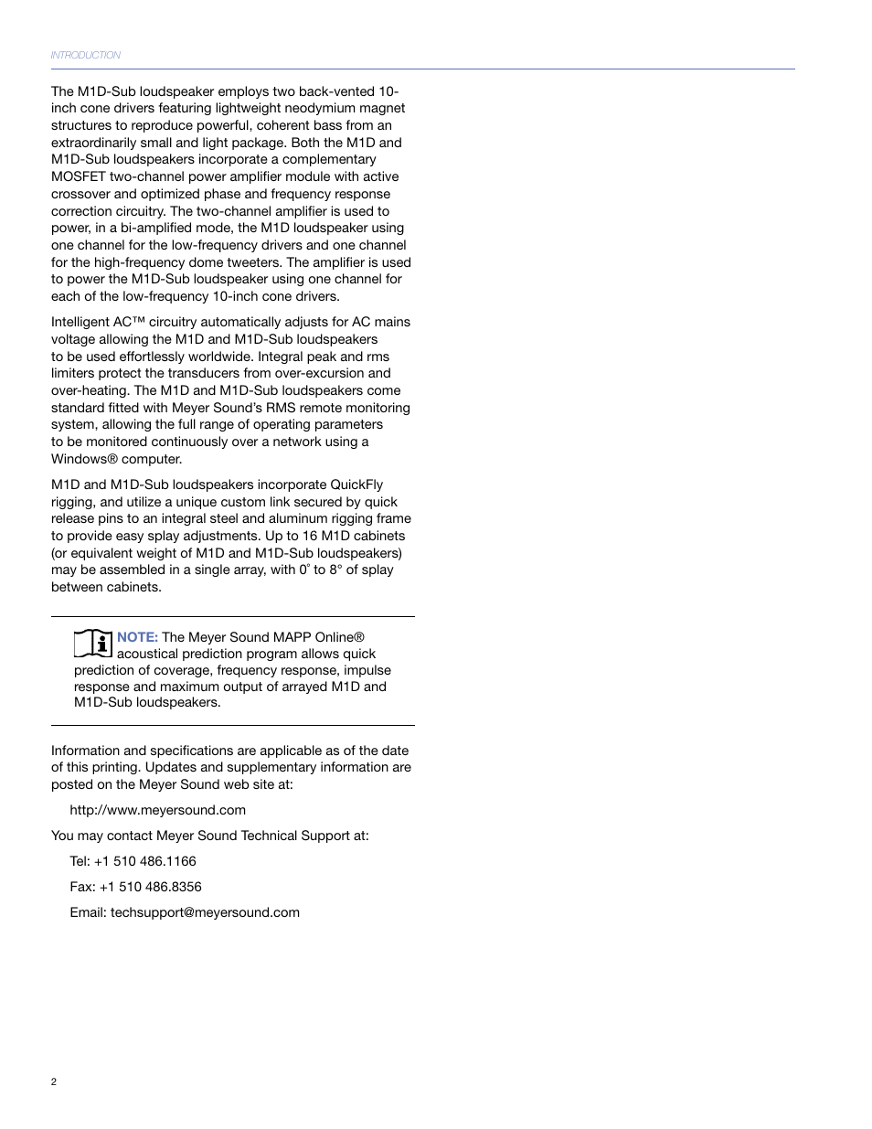 Meyer Sound M1D User Manual | Page 8 / 32