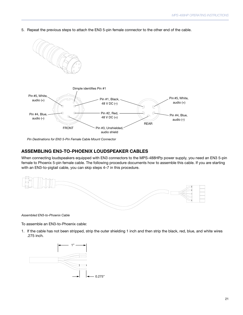 Assembling en3-to-phoenix loudspeaker cables | Meyer Sound MPS-488HP User Manual | Page 21 / 32