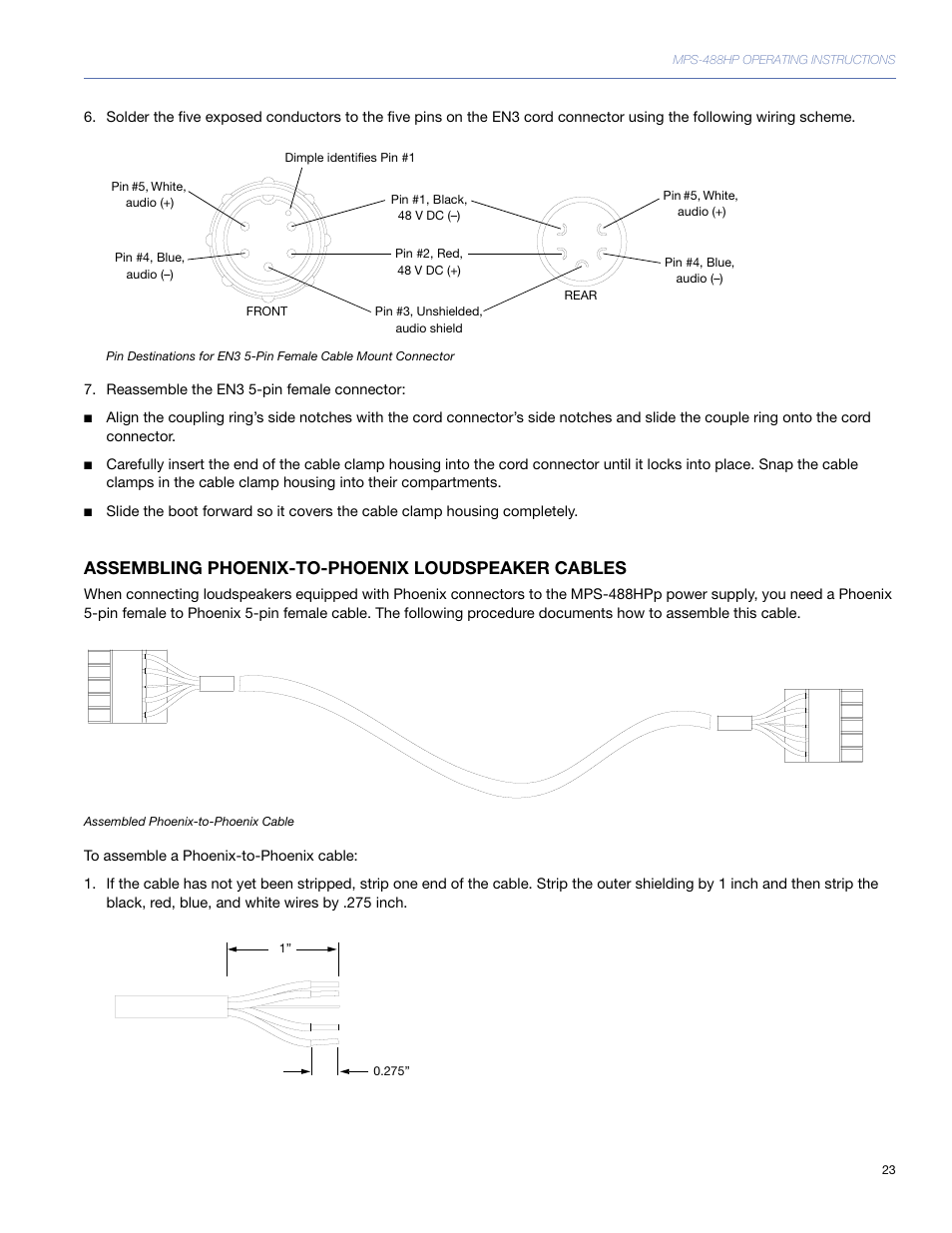 Assembling phoenix-to-phoenix loudspeaker cables | Meyer Sound MPS-488HP User Manual | Page 23 / 32