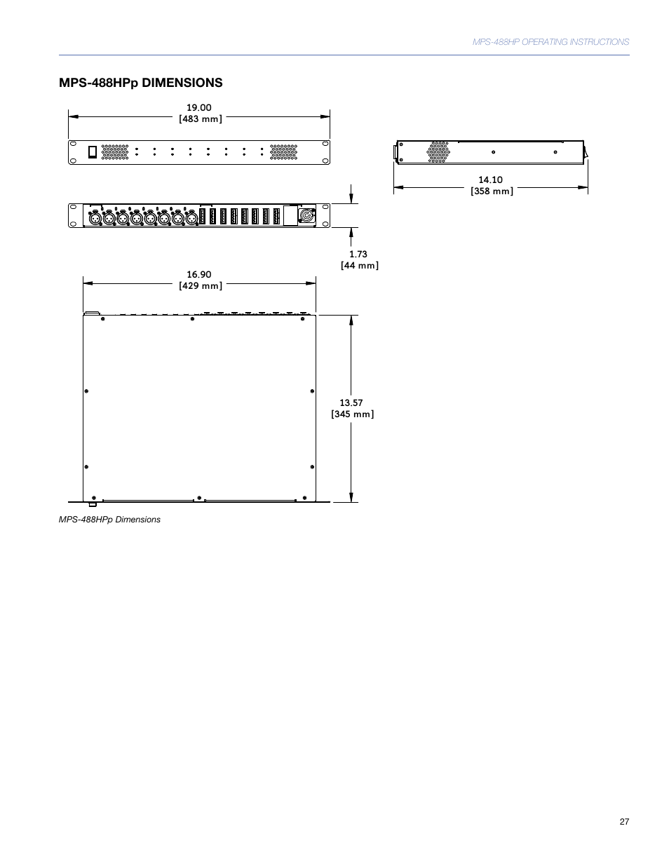 Mps-488hpp dimensions | Meyer Sound MPS-488HP User Manual | Page 27 / 32