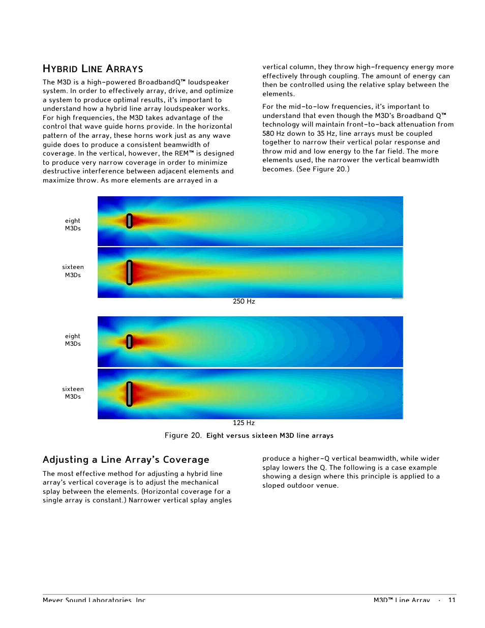 Hybrid line arrays, Adjusting a line array’s coverage | Meyer Sound M3D User Manual | Page 17 / 32