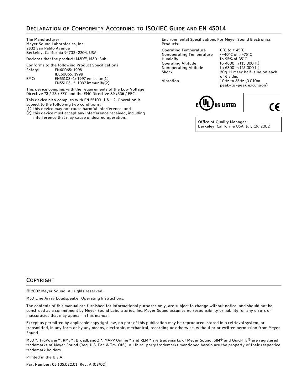 Iso/iec g | Meyer Sound M3D User Manual | Page 2 / 32