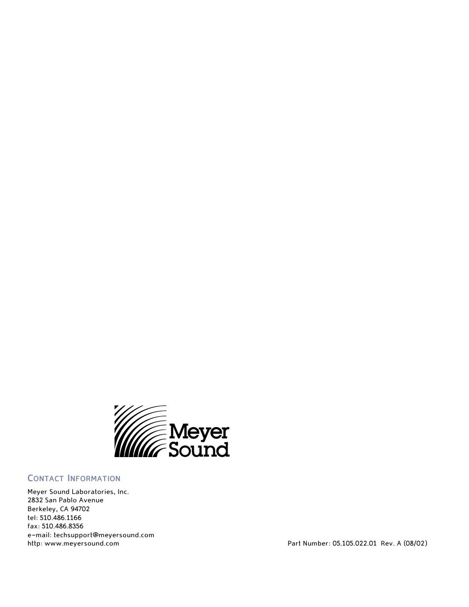 Contact information | Meyer Sound M3D User Manual | Page 32 / 32