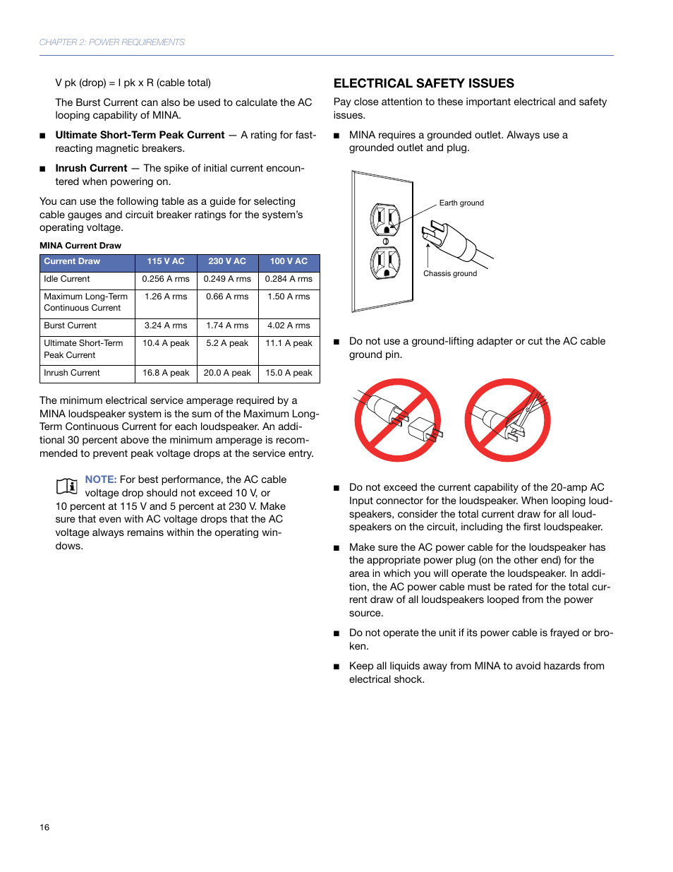 Electrical safety issues | Meyer Sound Mina Compact User Manual | Page 16 / 52