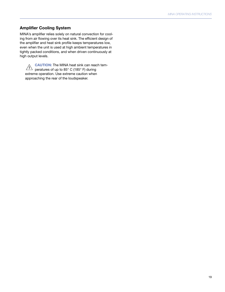 Amplifier cooling system | Meyer Sound Mina Compact User Manual | Page 19 / 52