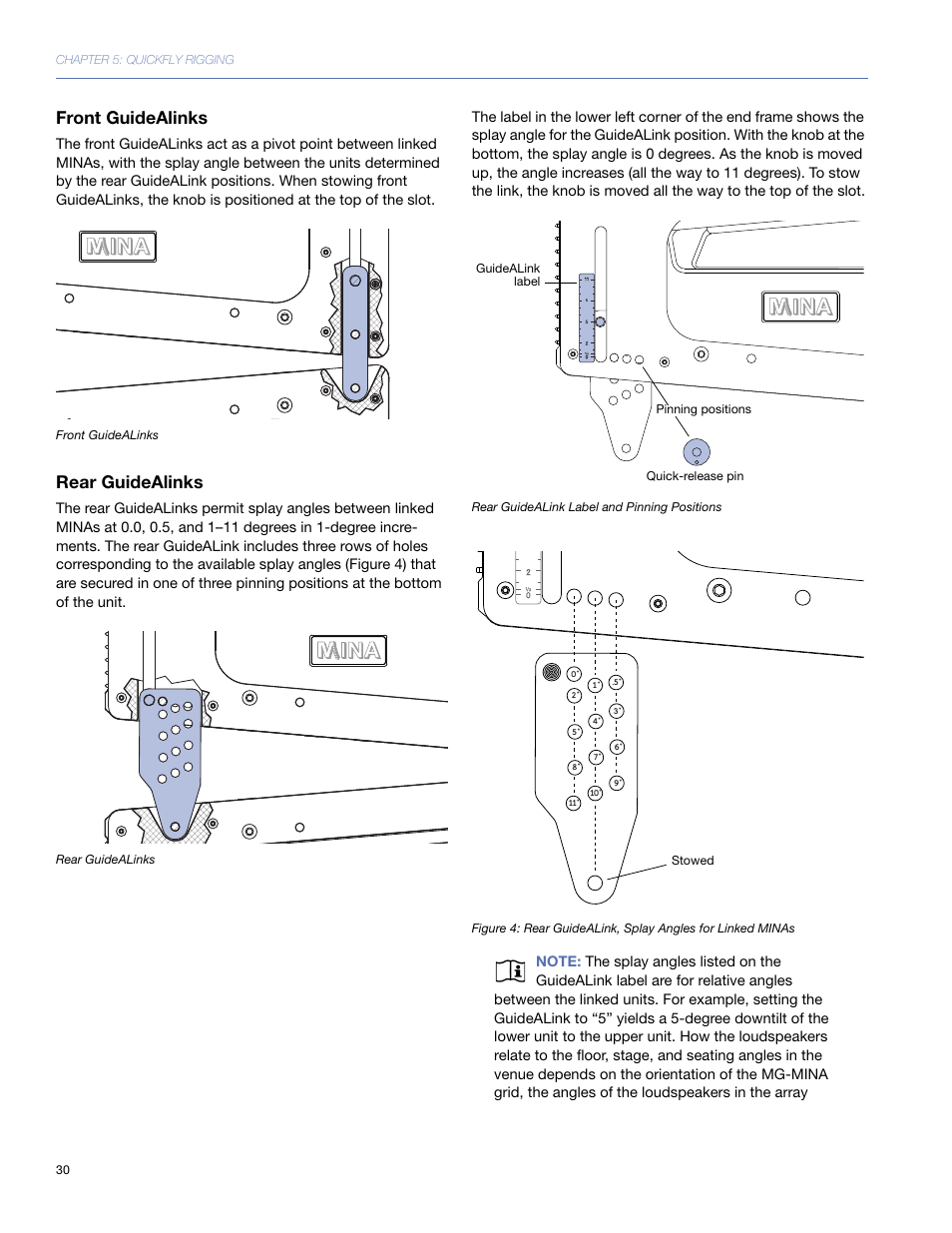 Front guidealinks, Rear guidealinks | Meyer Sound Mina Compact User Manual | Page 30 / 52