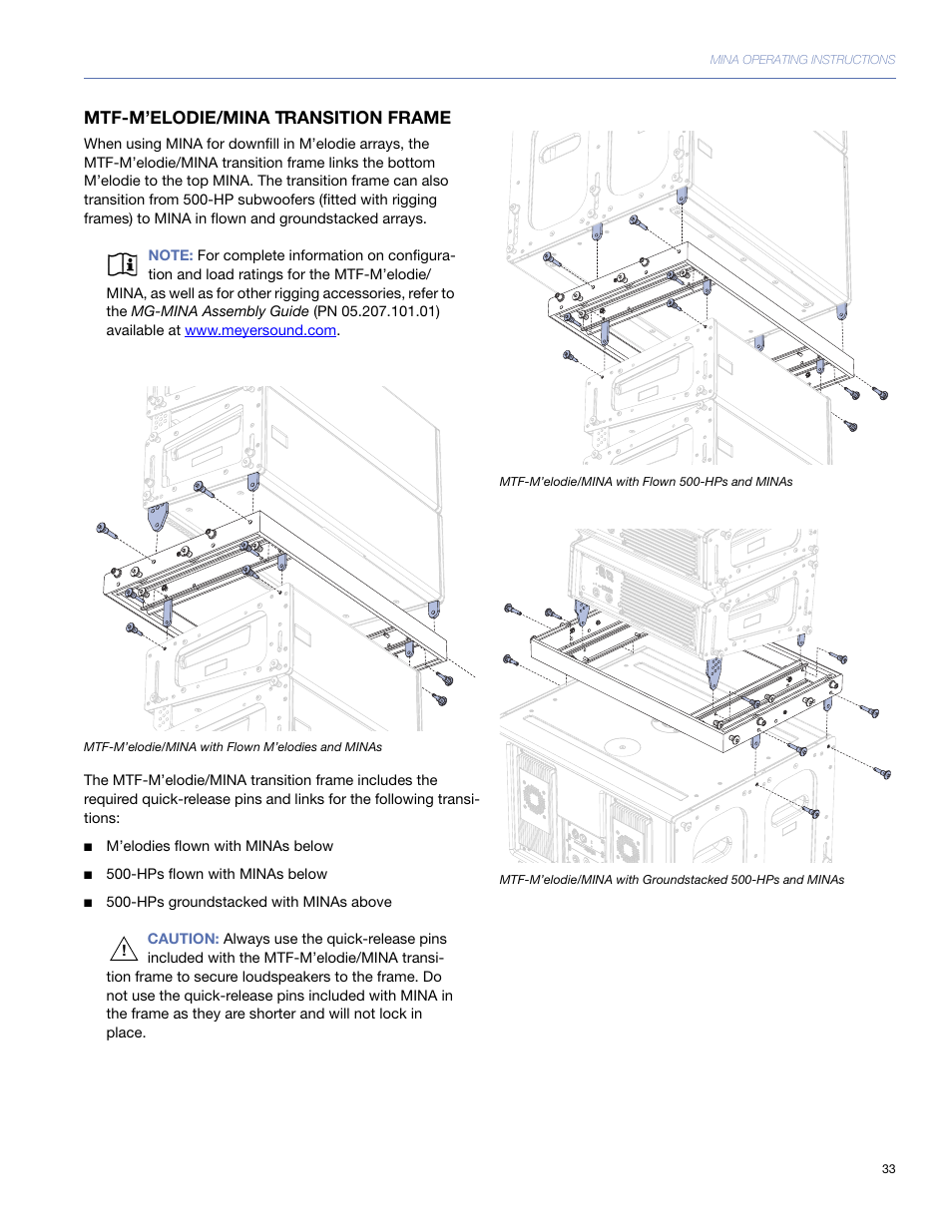 Mtf-m’elodie/mina transition frame | Meyer Sound Mina Compact User Manual | Page 33 / 52