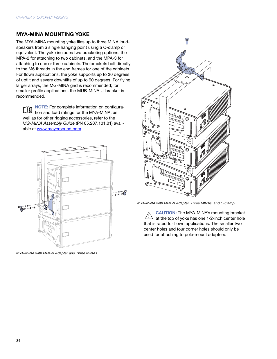 Mya-mina mounting yoke | Meyer Sound Mina Compact User Manual | Page 34 / 52