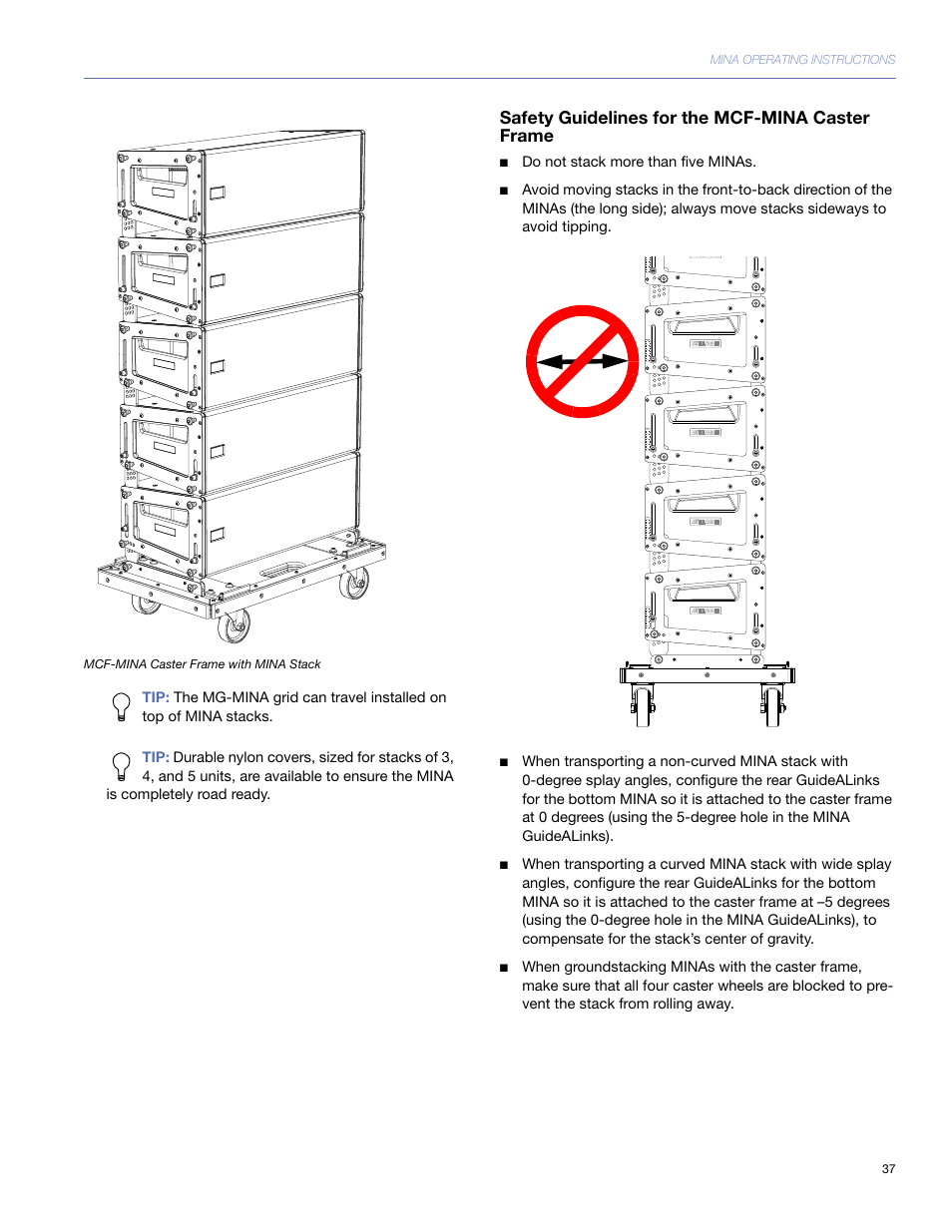 Safety guidelines for the mcf-mina caster frame | Meyer Sound Mina Compact User Manual | Page 37 / 52