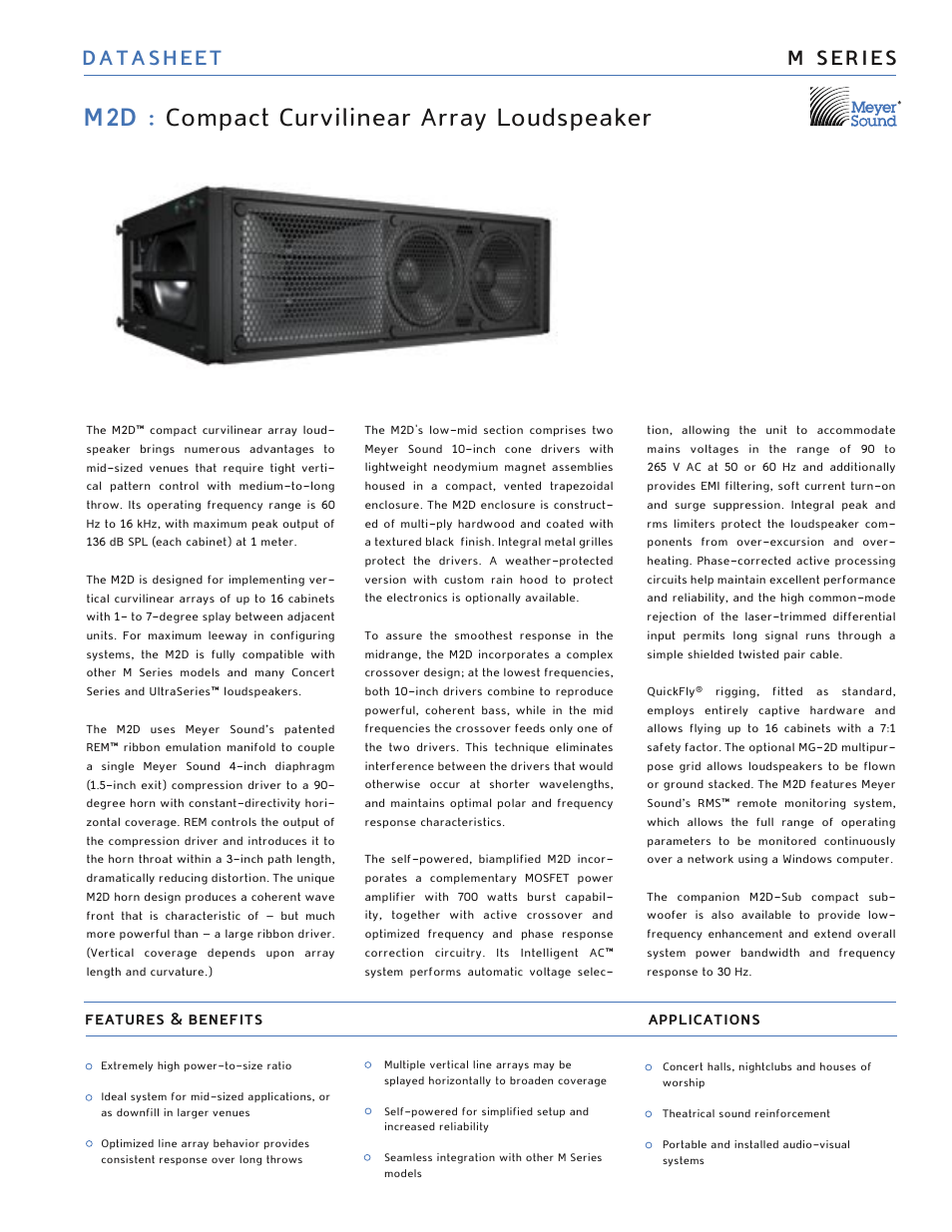 Meyer Sound M2D User Manual | 4 pages