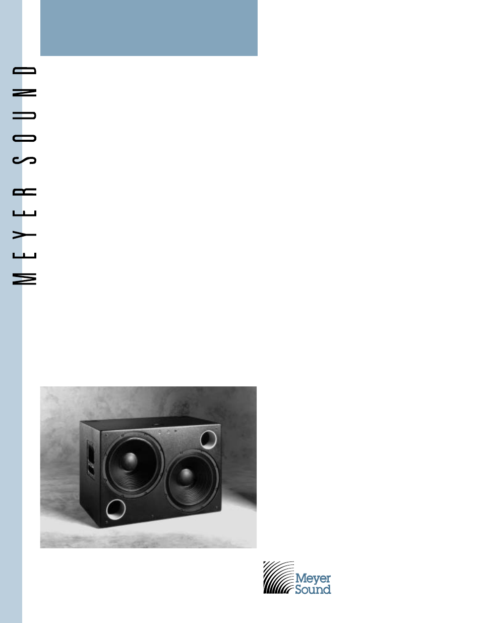 Sound engineering for the art and science of sound | Meyer Sound UltraSeries Subwoofer USW-1 User Manual | Page 4 / 4