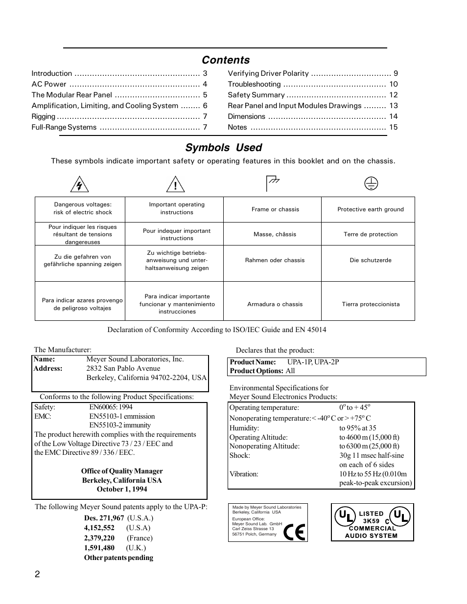 Meyer Sound UPA-1P User Manual | Page 2 / 16