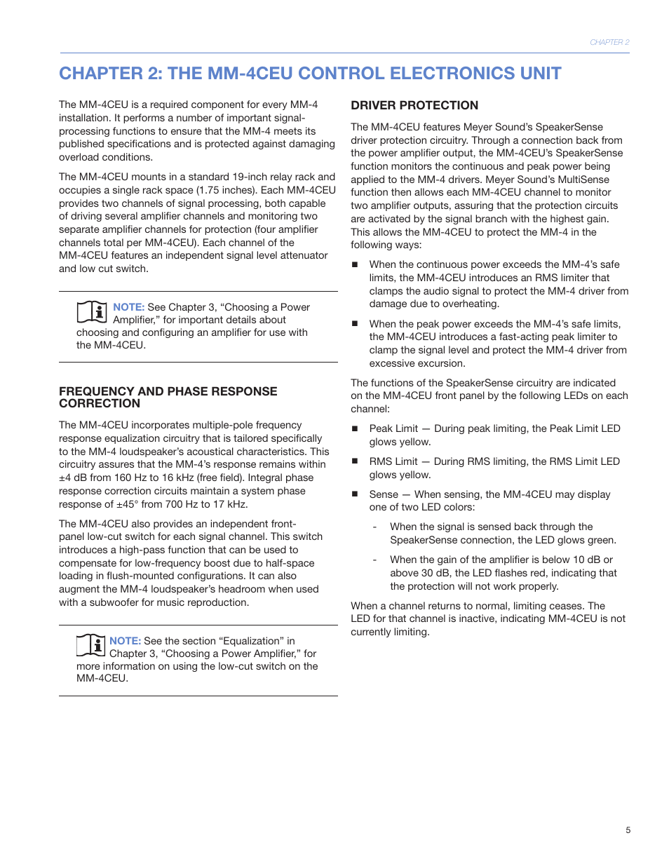 Chapter 2: the mm-4ceu control electronics unit | Meyer Sound MM-4CEU User Manual | Page 11 / 24