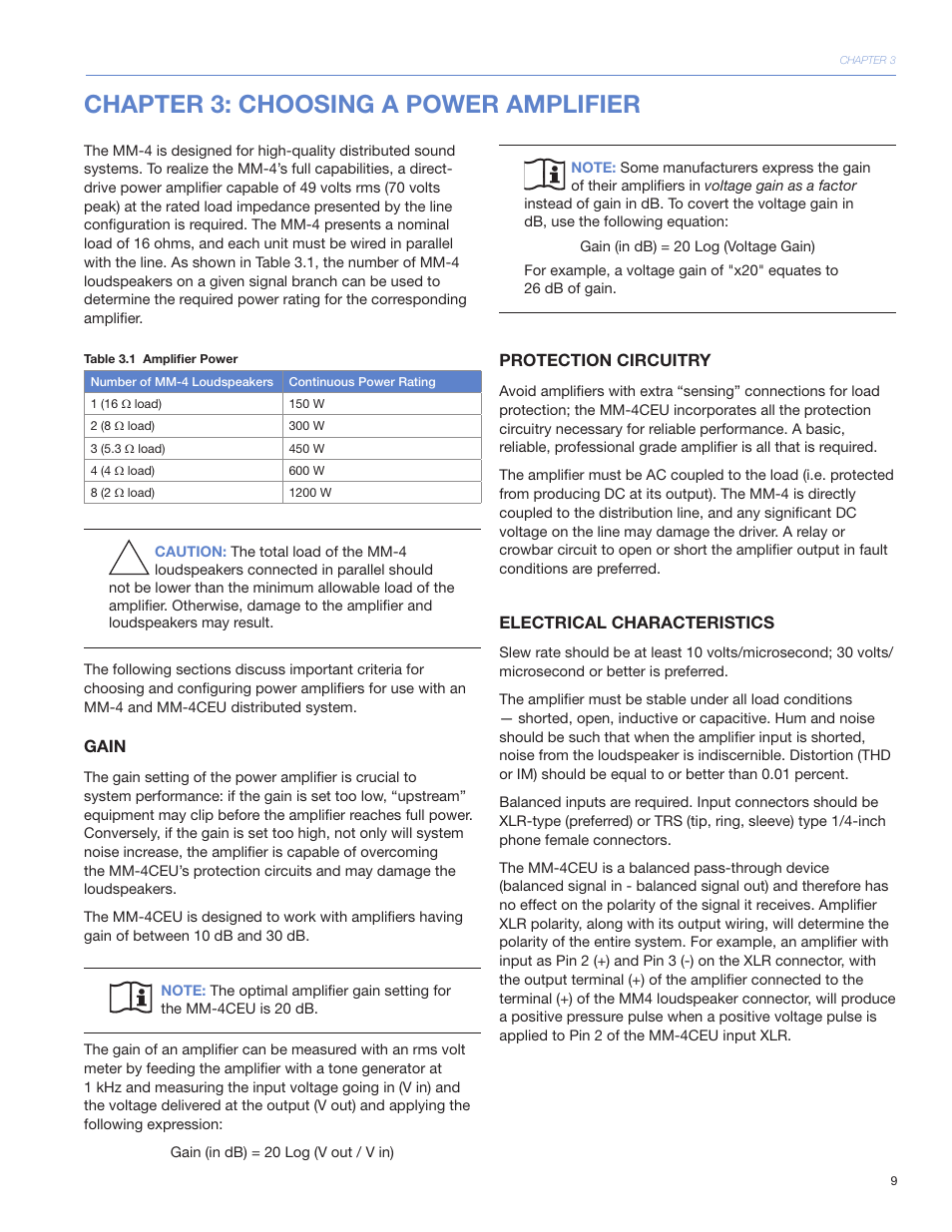 Chapter 3: choosing a power amplifier | Meyer Sound MM-4CEU User Manual | Page 15 / 24