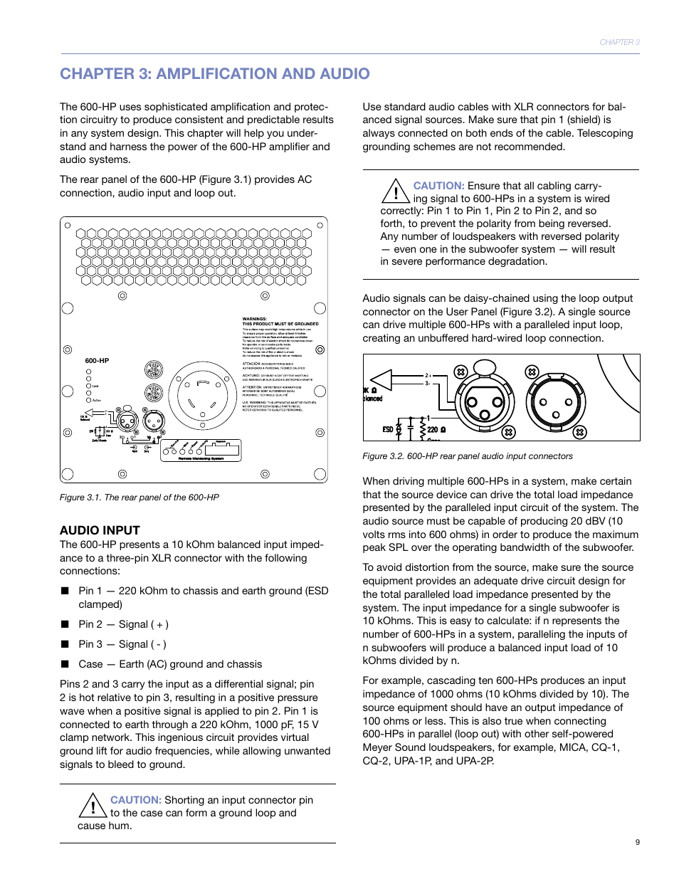 Chapter 3: ampliﬁcation and audio, Chapter 3: amplification and audio | Meyer Sound 600-HP User Manual | Page 15 / 40