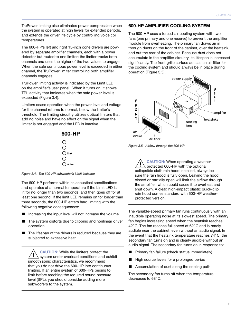 Hp ampliﬁer cooling system | Meyer Sound 600-HP User Manual | Page 17 / 40