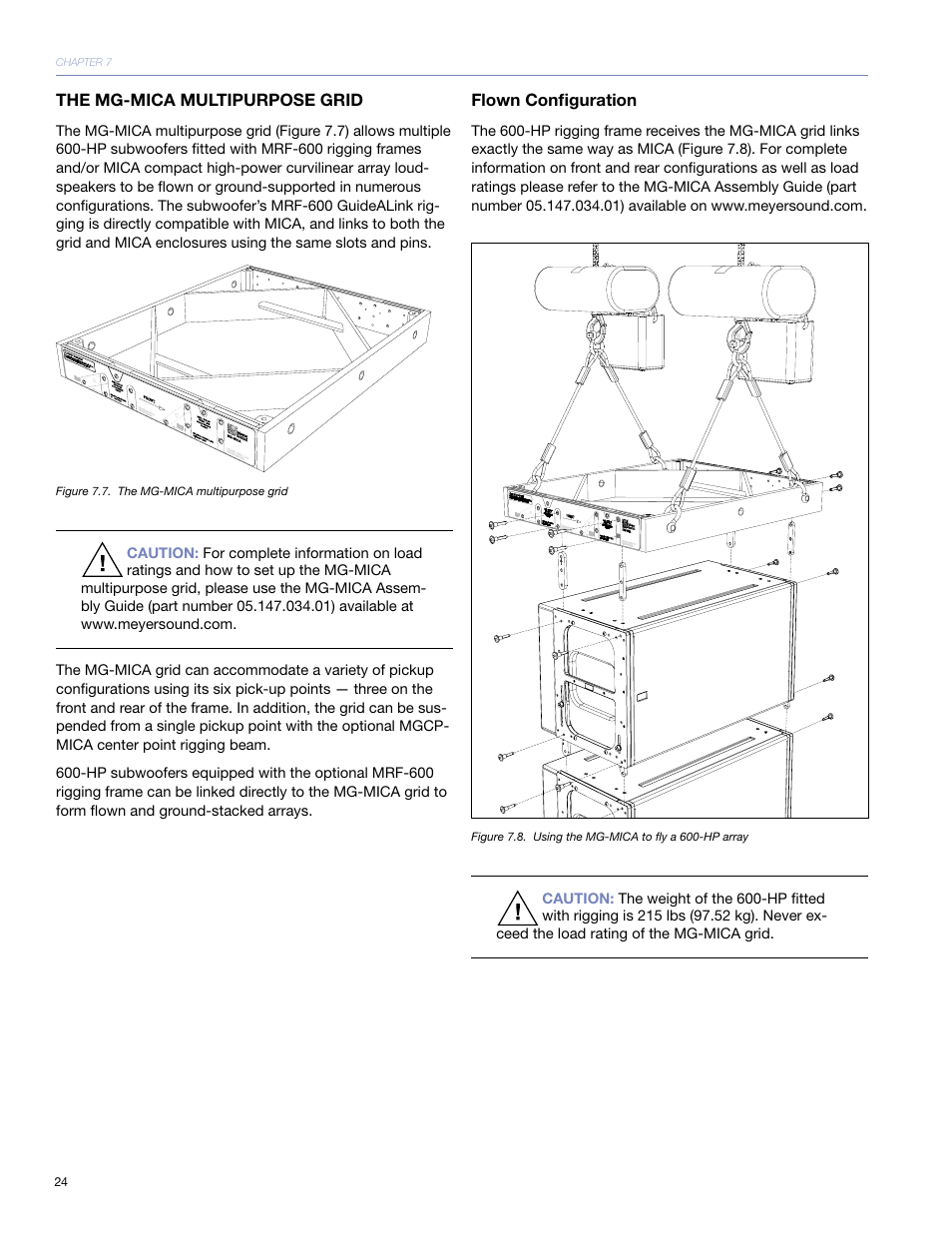 The mg-mica multipurpose grid, Flown conﬁguration | Meyer Sound 600-HP User Manual | Page 30 / 40