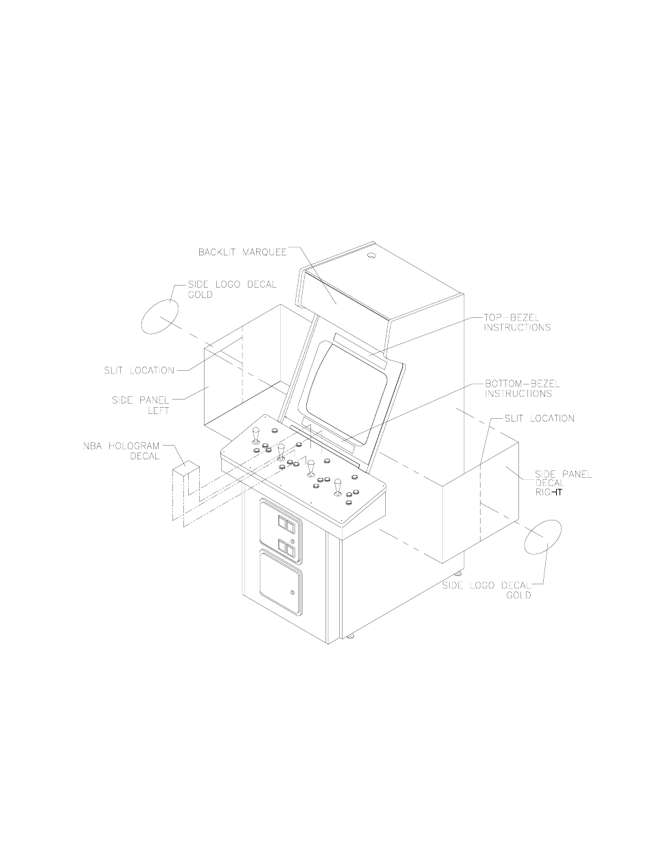 Cabinet decals | Midway 4-Player 25" Dedicated Video Game User Manual | Page 121 / 140