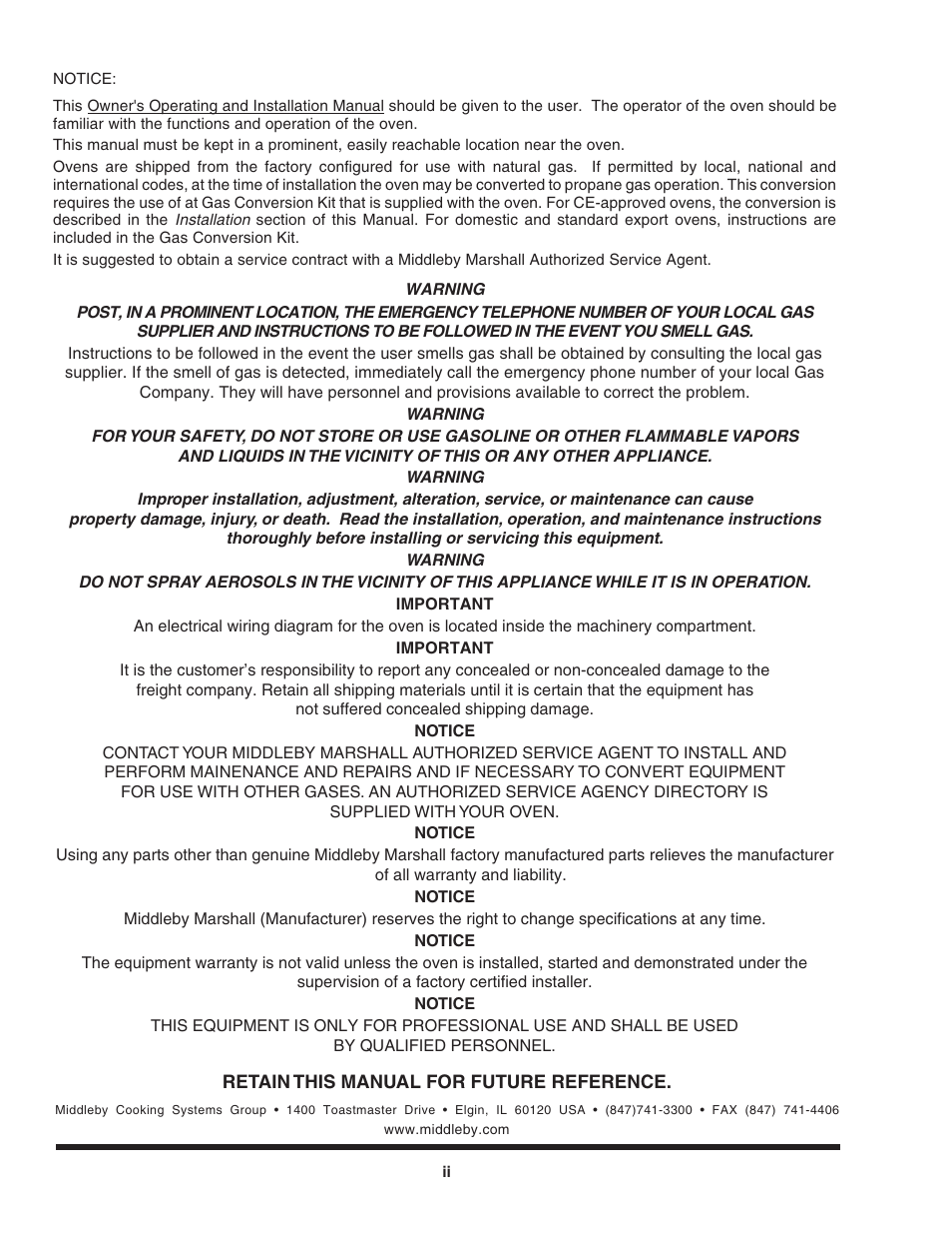 Middleby Marshall Gas Ovens PS840 Series User Manual | Page 2 / 36