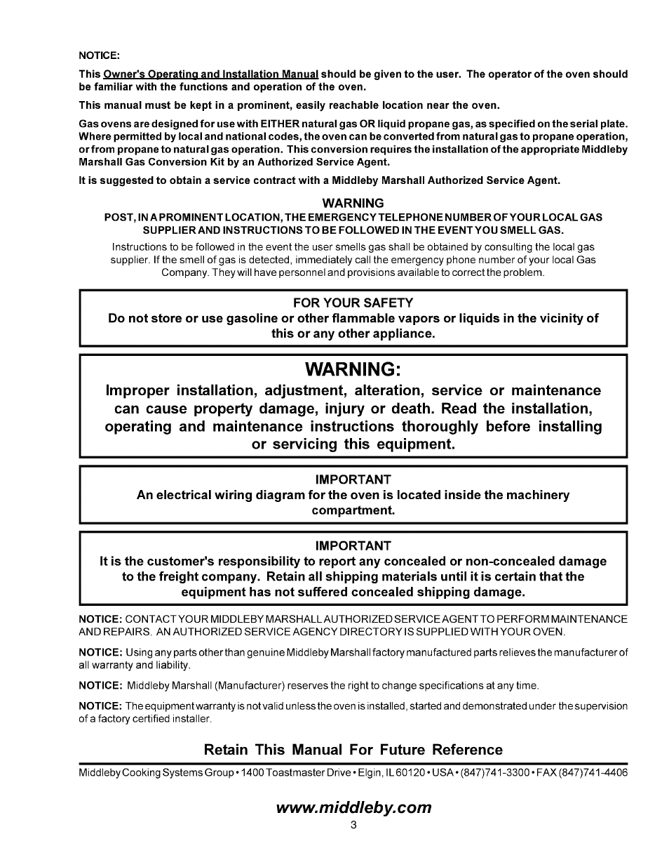 Middleby Marshall PS770G GAS User Manual | Page 3 / 24
