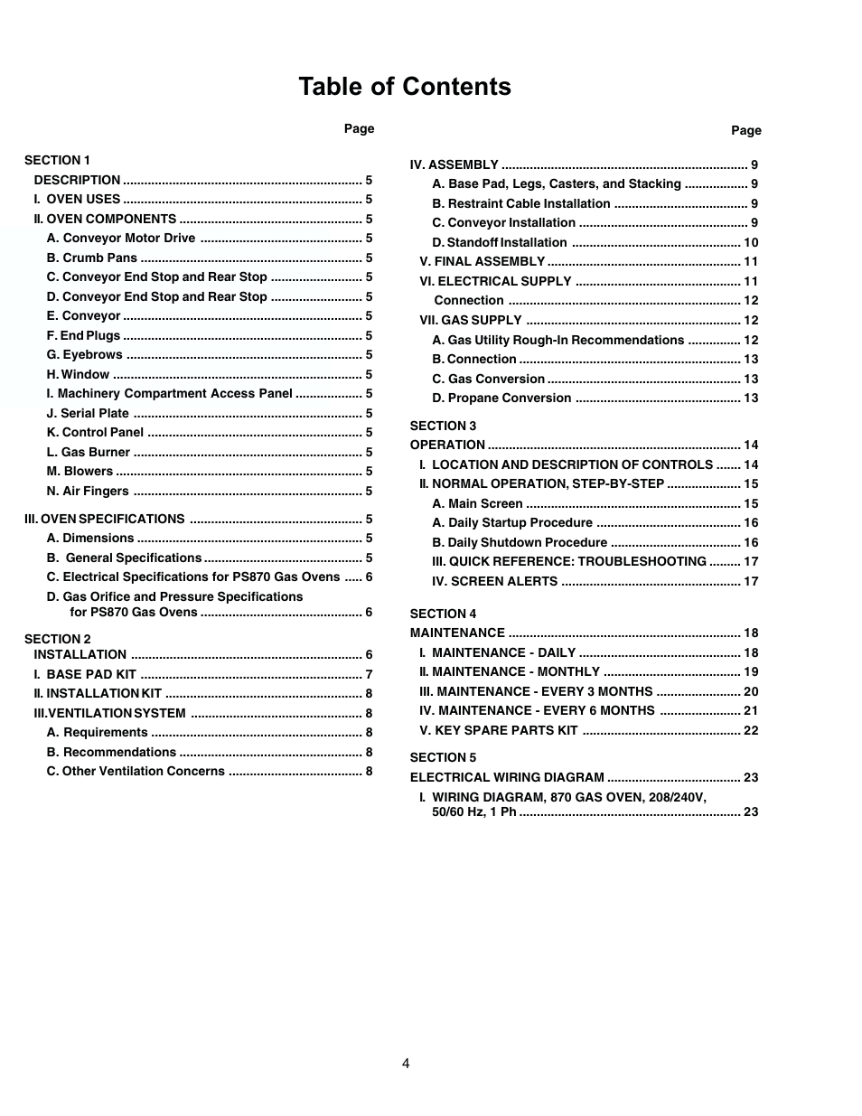 Middleby Marshall PS870 Series Gas Ovens PS870G Gas User Manual | Page 4 / 24