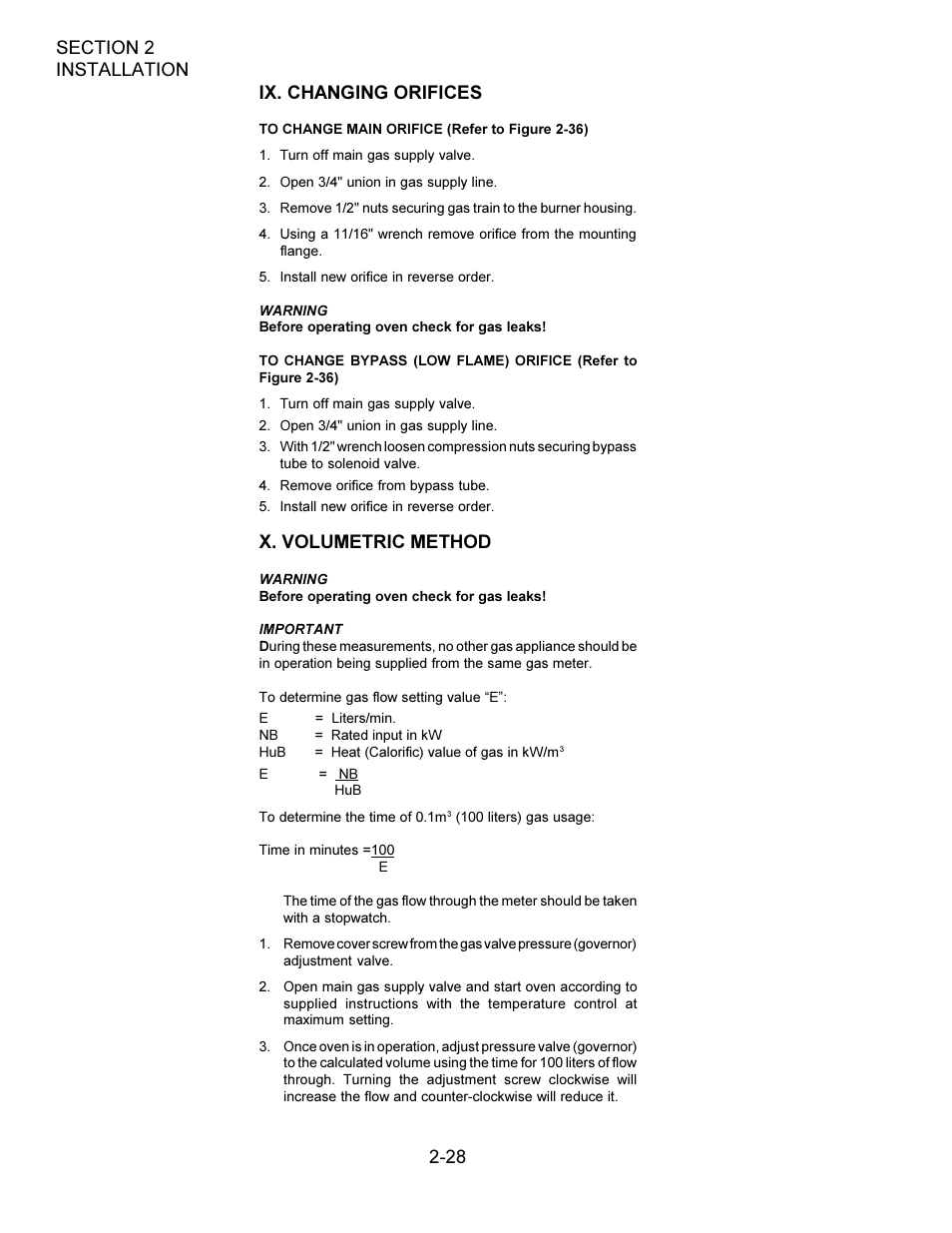 X. volumetric method | Middleby Marshall Oven User Manual | Page 28 / 30