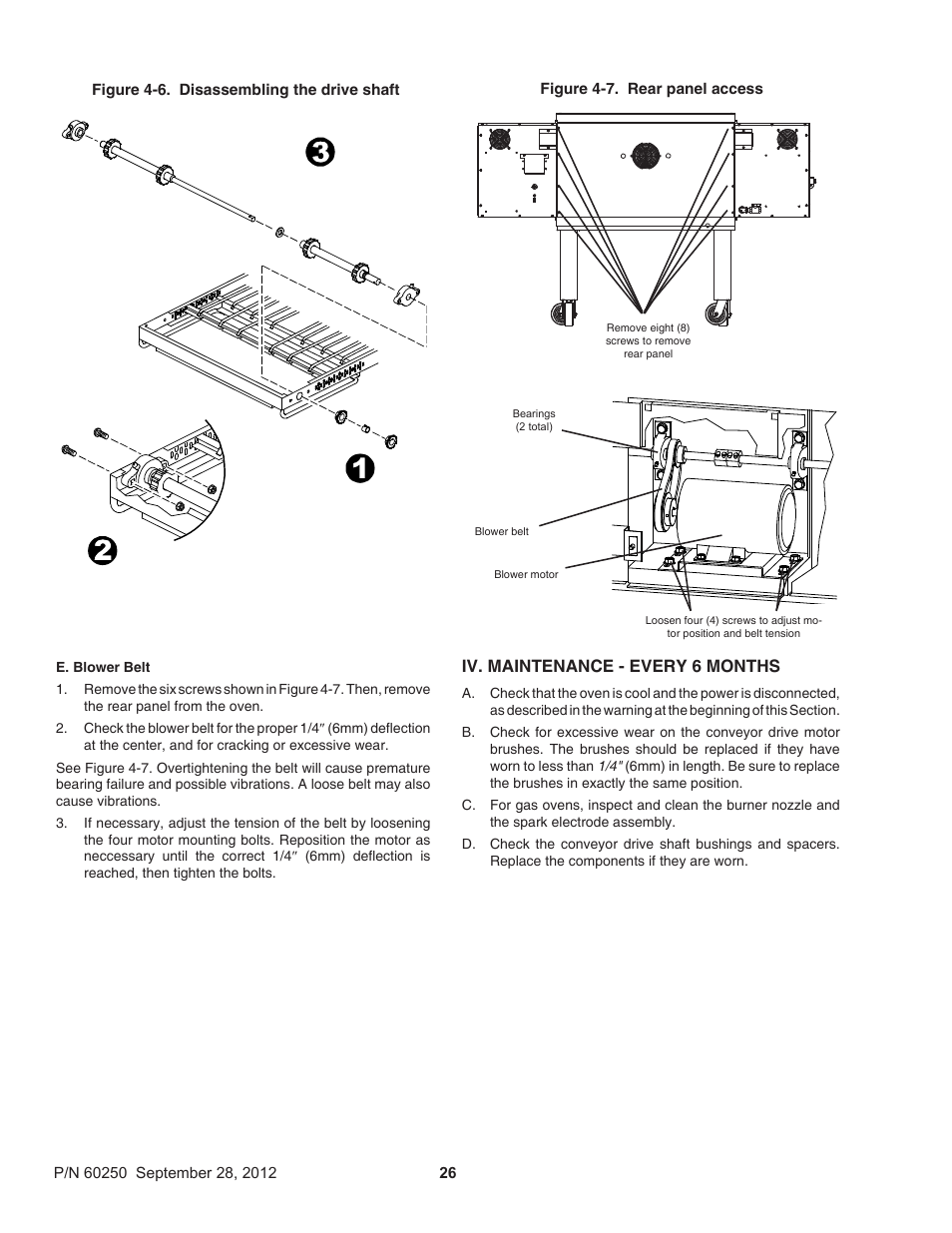 Iv. maintenance - every 6 months | Middleby Marshall PS740 Series Gas Ovens P/N 60250 User Manual | Page 30 / 36