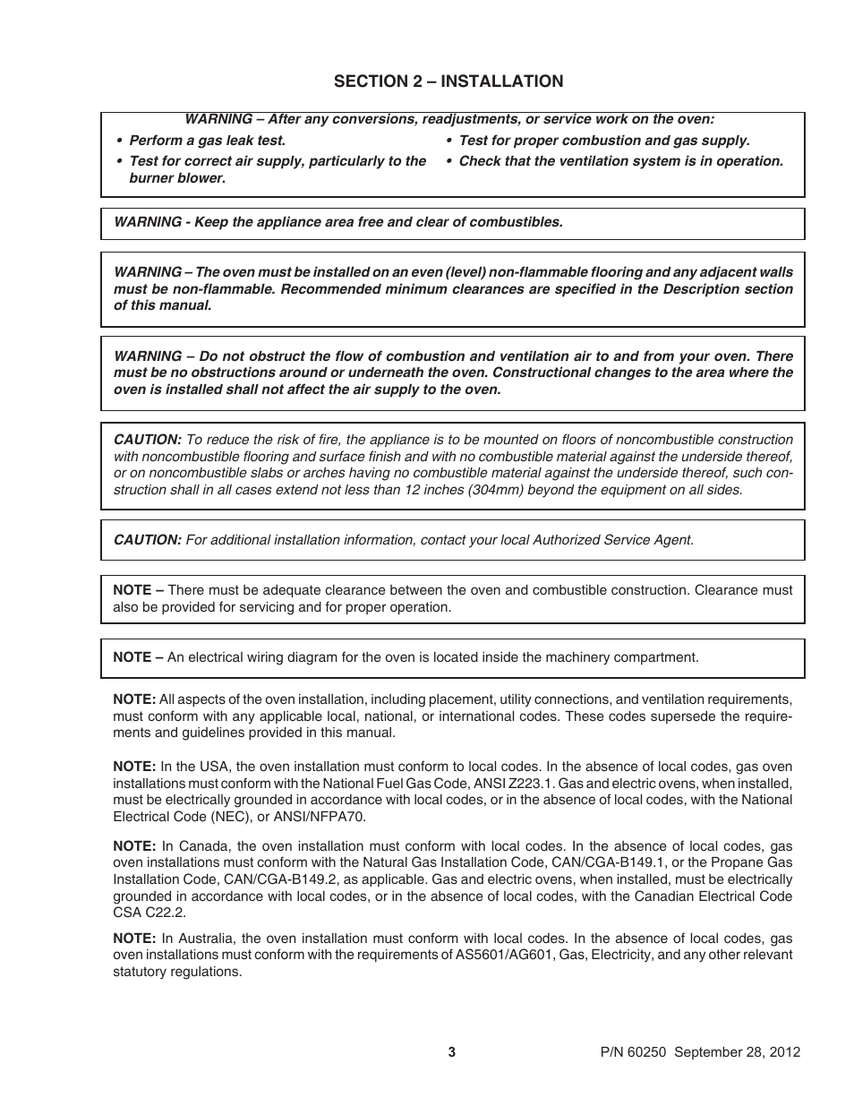 Middleby Marshall PS740 Series Gas Ovens P/N 60250 User Manual | Page 7 / 36