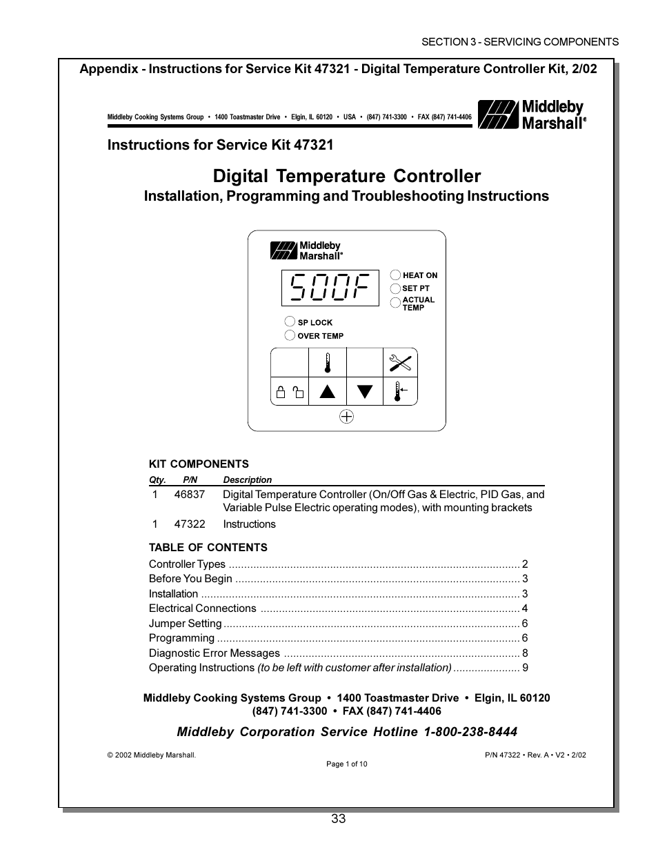 Digital temperature controller | Middleby Marshall PS200 series User Manual | Page 34 / 181