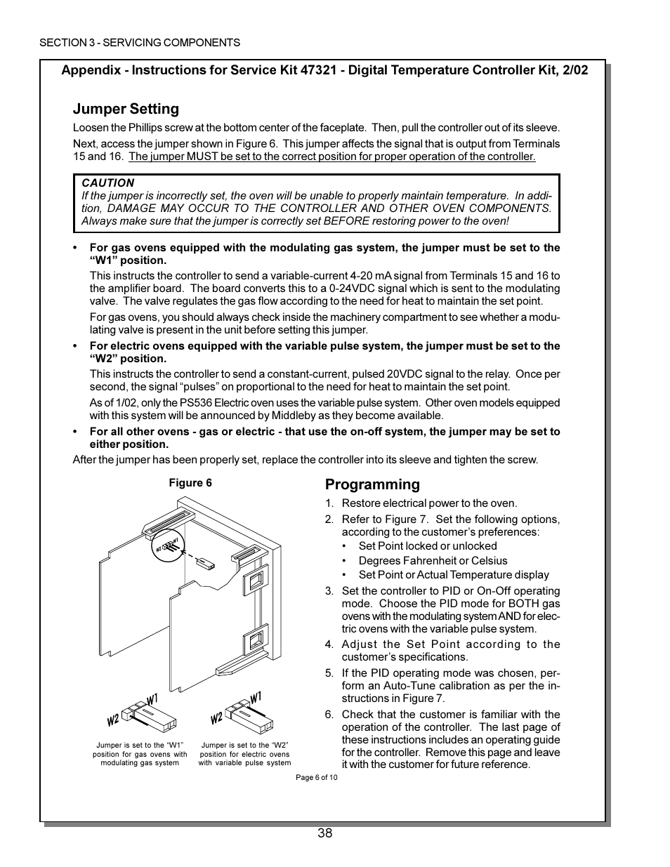 Jumper setting, Programming | Middleby Marshall PS200 series User Manual | Page 39 / 181
