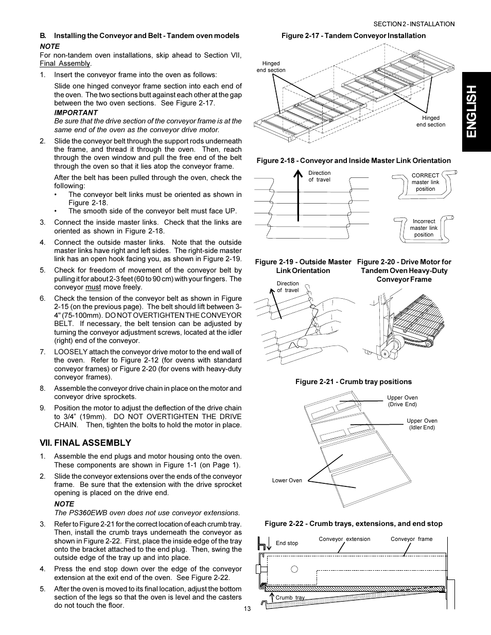 English, Vii. final assembly | Middleby Marshall PS310 User Manual | Page 13 / 72