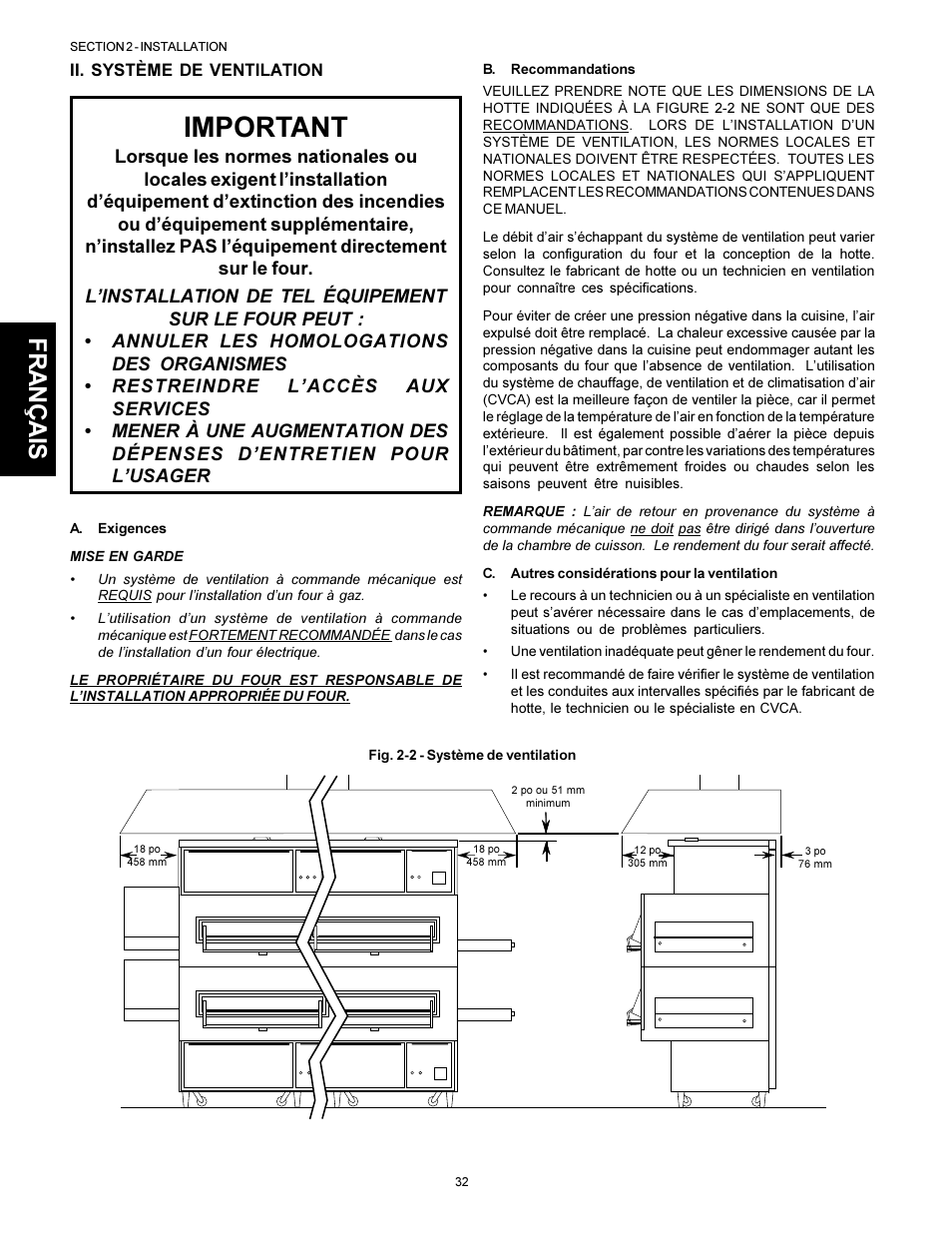 Important, Français | Middleby Marshall PS310 User Manual | Page 32 / 72
