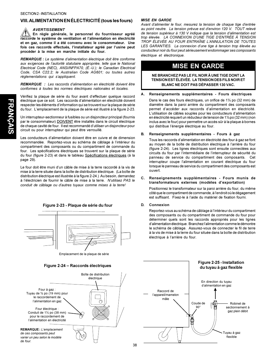 Français, Mise en garde | Middleby Marshall PS310 User Manual | Page 38 / 72