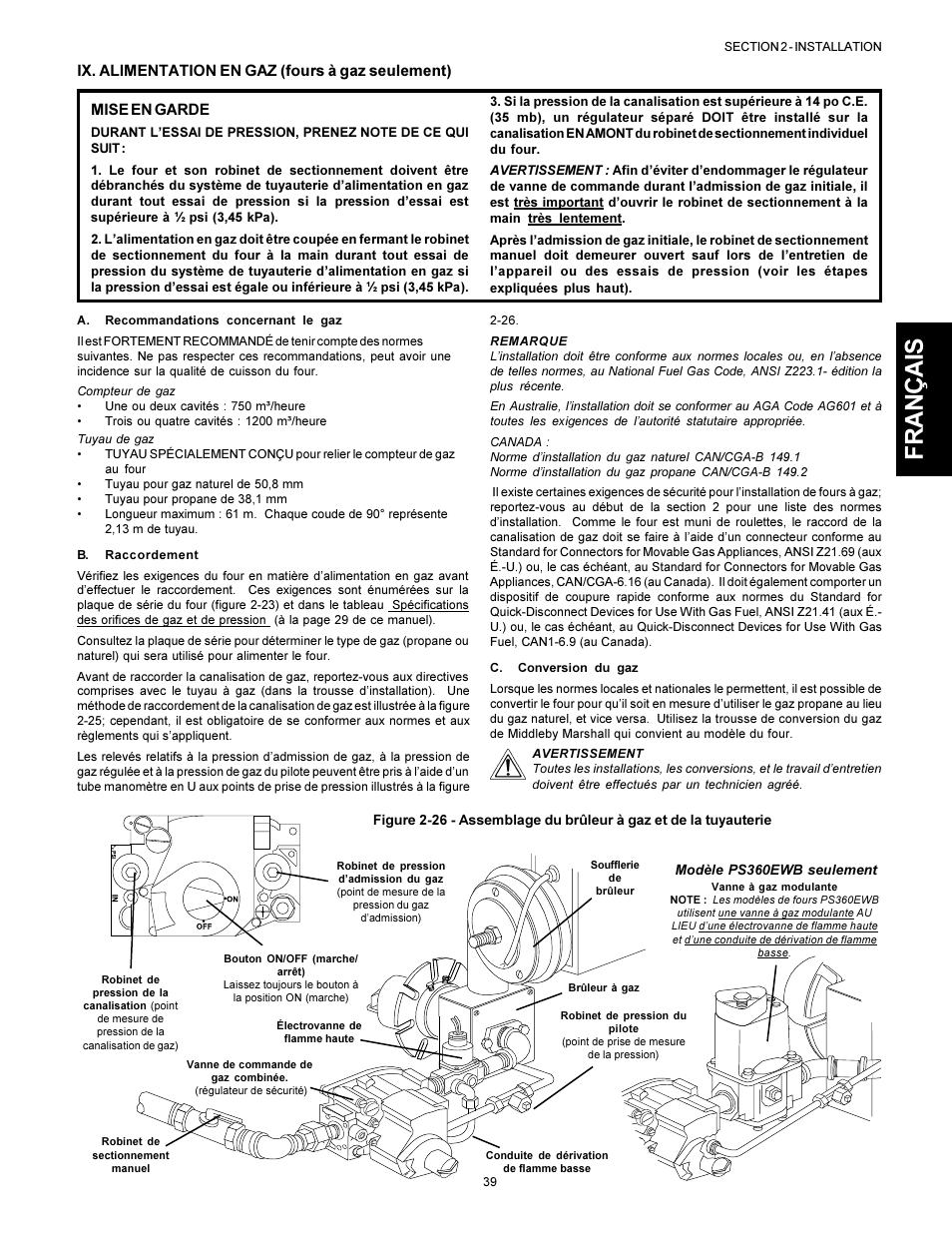Français | Middleby Marshall PS310 User Manual | Page 39 / 72