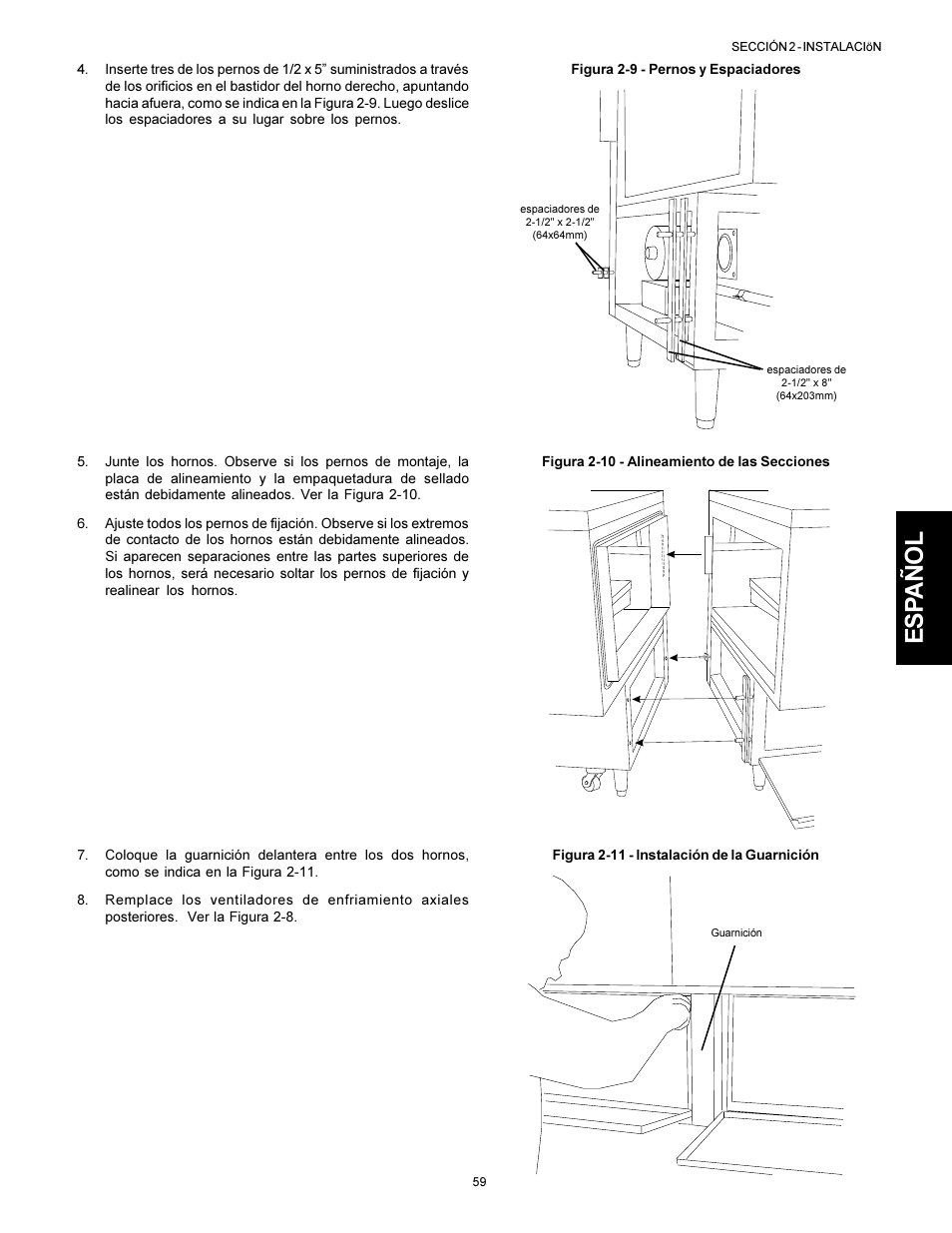 Esp añol | Middleby Marshall PS310 User Manual | Page 59 / 72