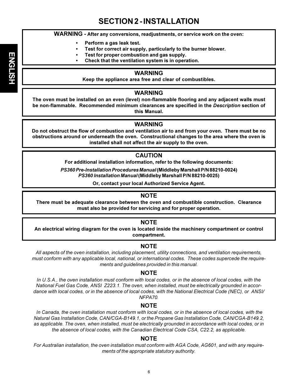 English | Middleby Marshall PS310 User Manual | Page 6 / 72