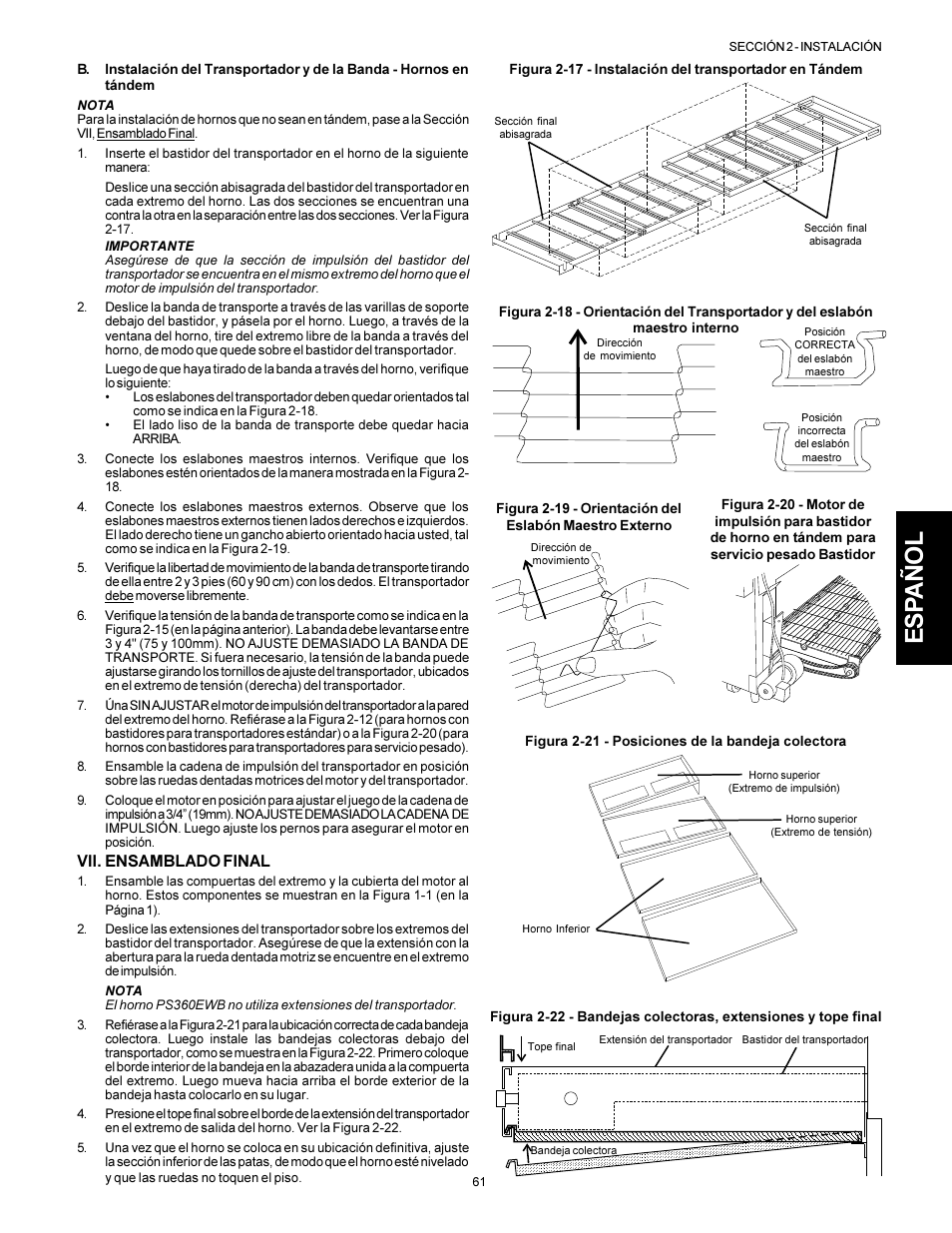 Esp añol | Middleby Marshall PS310 User Manual | Page 61 / 72