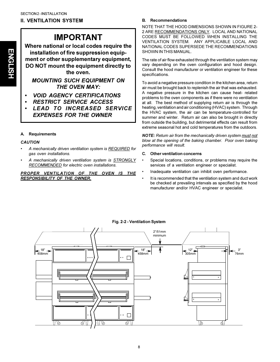 Important, English | Middleby Marshall PS310 User Manual | Page 8 / 72