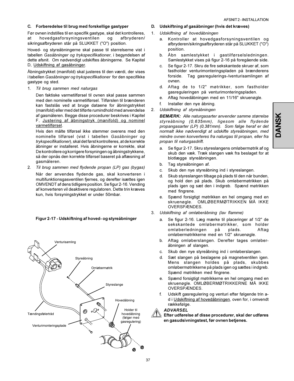 Dansk | Middleby Marshall PS360WB-U User Manual | Page 37 / 48