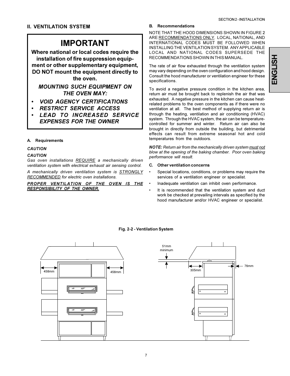 Important, English | Middleby Marshall PS360WB-U User Manual | Page 7 / 48
